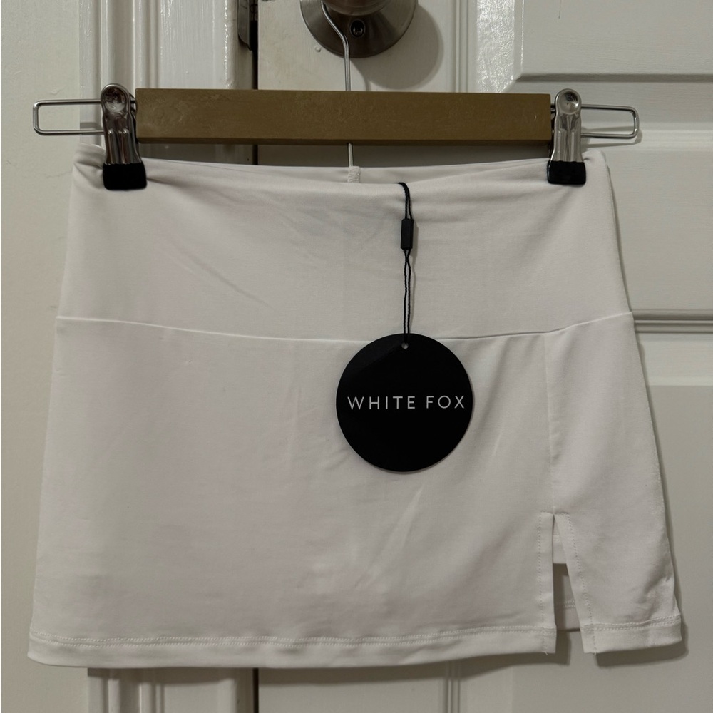 White Fox Mini Skirt with Slit